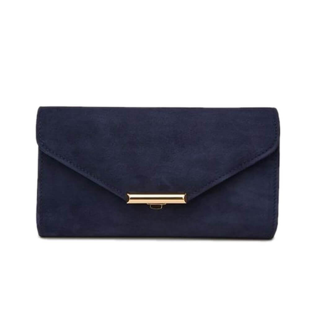 LK Bennett Lucy Navy Suede Envelope Clutch